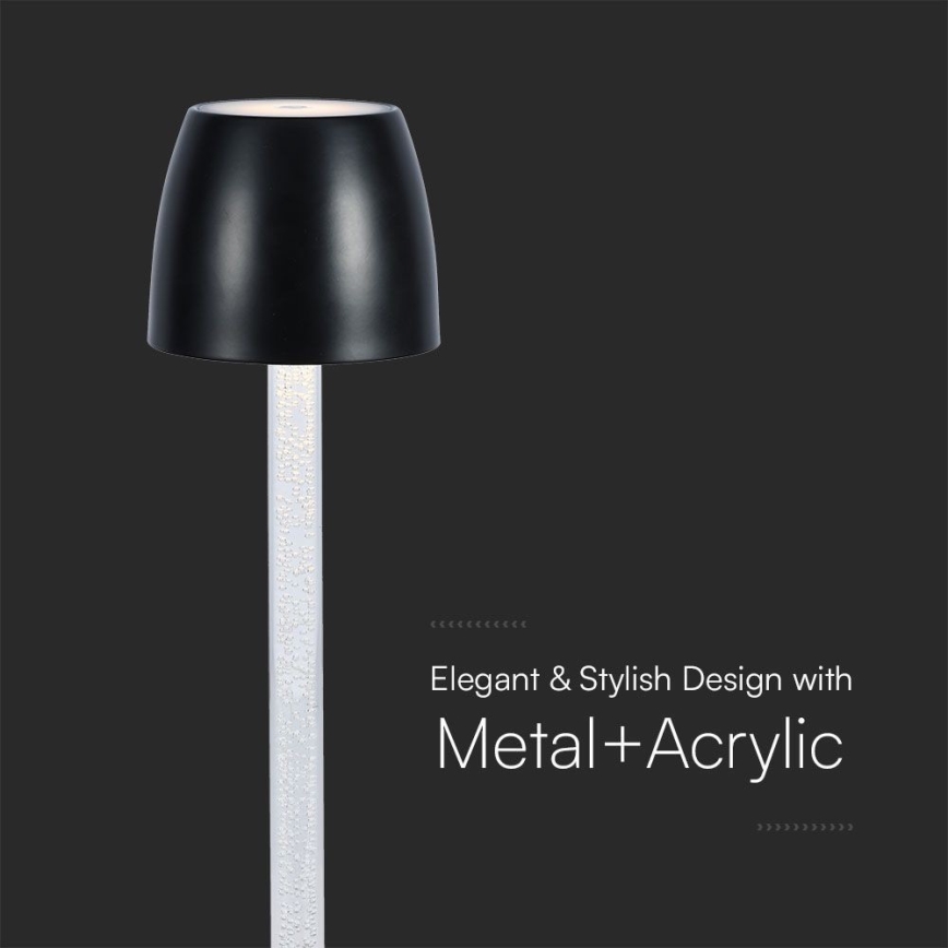 LED prigušiva punjiva dodirna stona lampa LED/3W/5V 3000K 1800 mAh crna