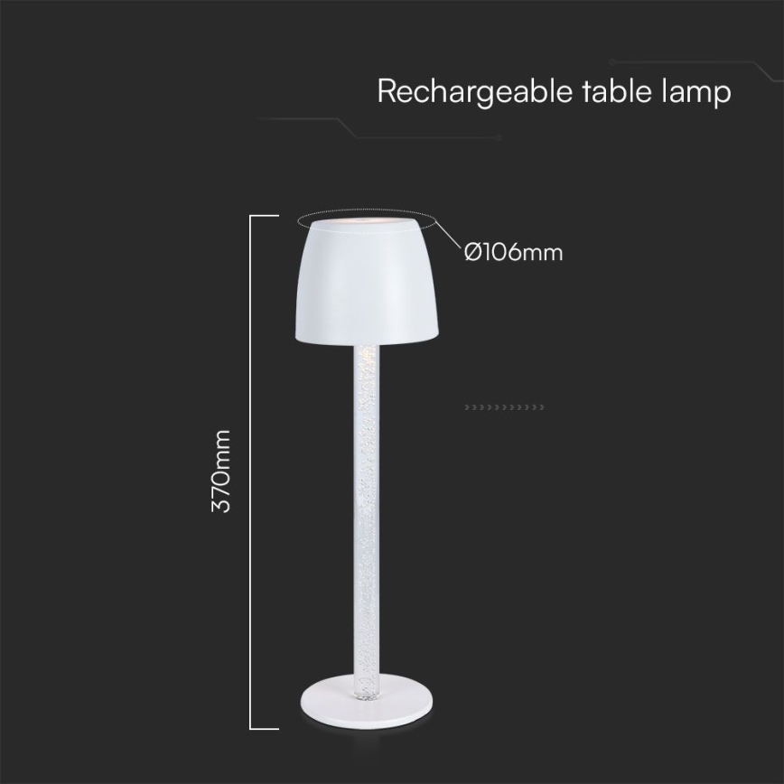 LED prigušiva punjiva dodirna stona lampa LED/3W/5V 3000K 1800 mAh crna