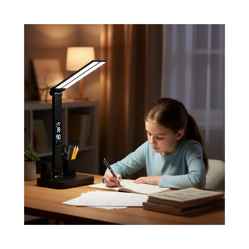 LED prigušiva punjiva stona lampa NOBLITE P LED/5W/5V 3000/4000/6000K 2200 mAh crna