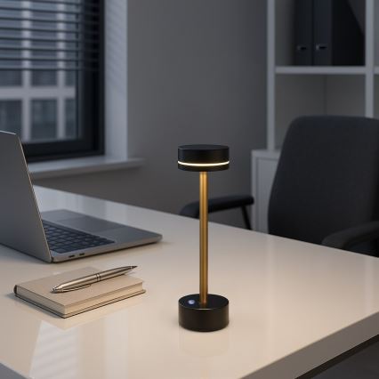 LED prigušiva punjiva stona lampa SAM LED/5W/5V 3600 mAh crna/zlatna