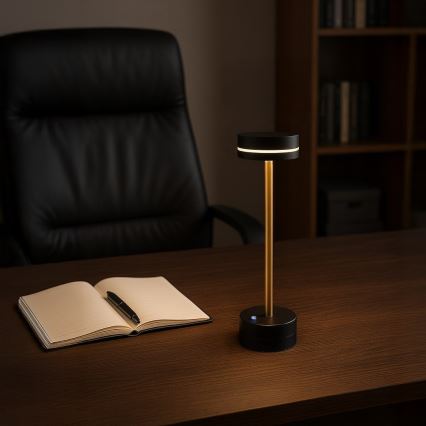LED prigušiva punjiva stona lampa SAM LED/5W/5V 3600 mAh crna/zlatna