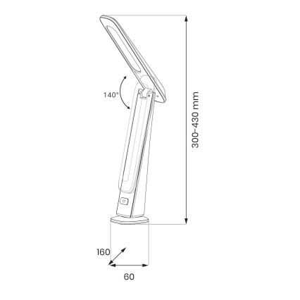 LED prigušiva punjiva stona lampa TOP LED/4W/5V 1800 mAh 3000/4000/5000K braon/crna