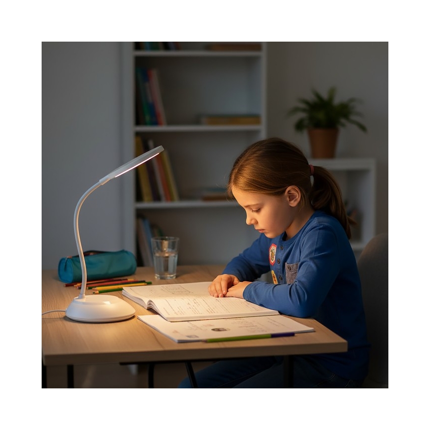 LED prigušiva punjiva stona lampa VISUA LED/5W/5V 3000-5000K 1200 mAh bela