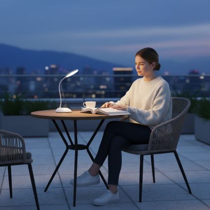 LED prigušiva punjiva stona lampa VISUA LED/5W/5V 3000-5000K 1200 mAh bela