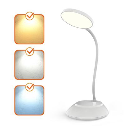 LED prigušiva punjiva stona lampa VISUA LED/5W/5V 3000-5000K 1200 mAh bela