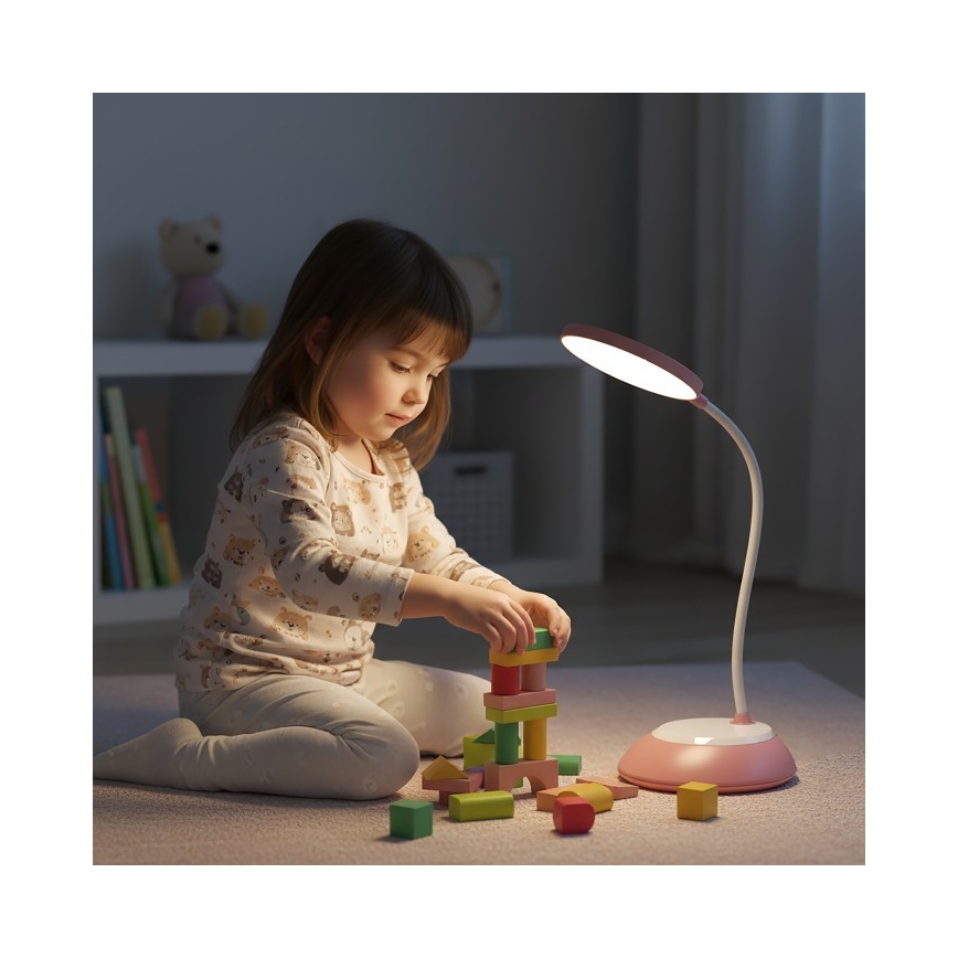 LED prigušiva punjiva stona lampa VISUA LED/5W/5V 3000-5000K 1200 mAh ružičasta