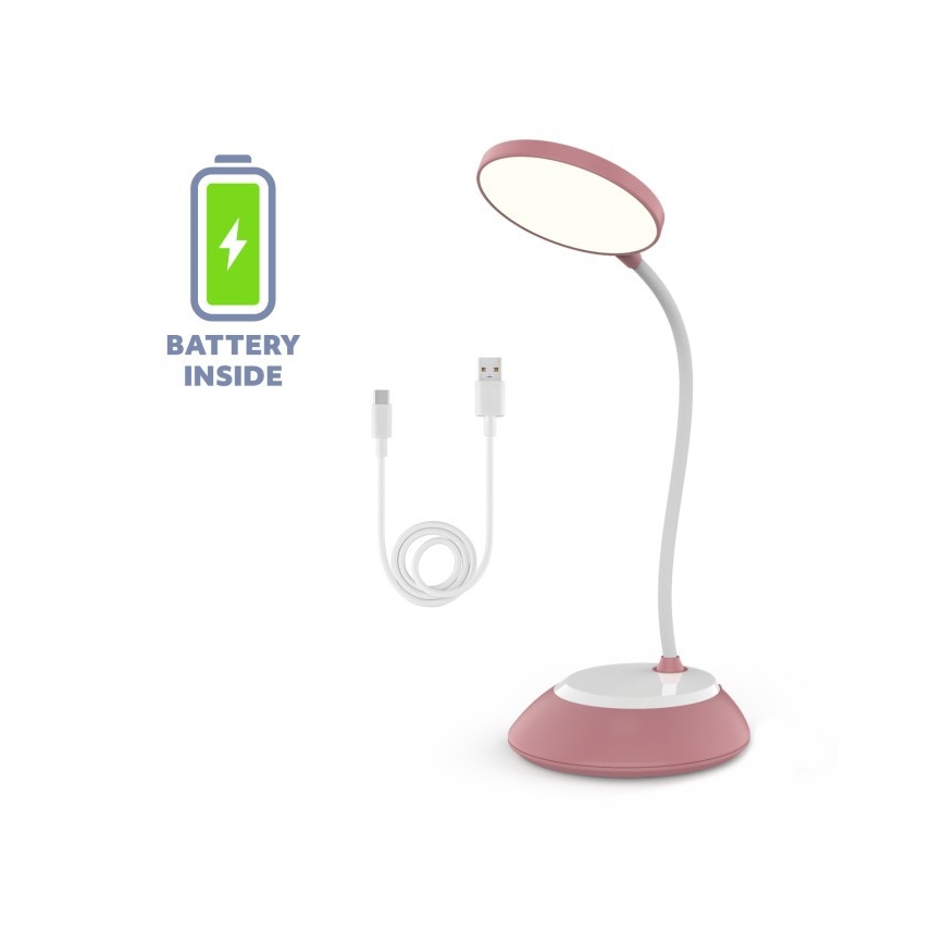 LED prigušiva punjiva stona lampa VISUA LED/5W/5V 3000-5000K 1200 mAh ružičasta