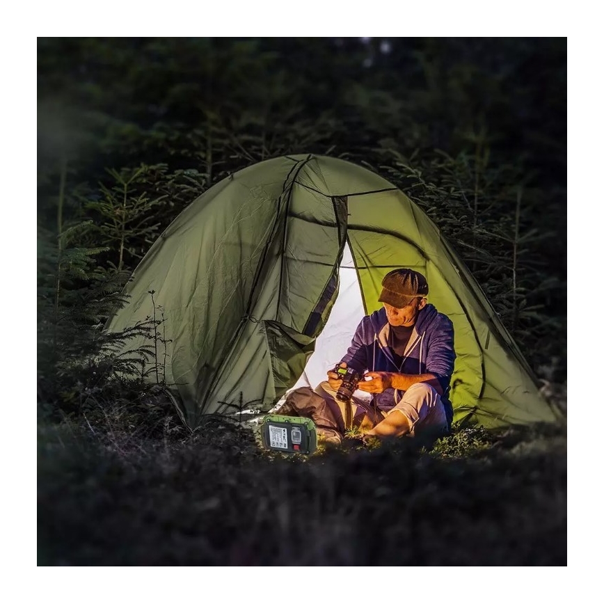 LED prigušiva punjivi reflektor sa SAMSUNG čipom + funkcijom SOS LED/20W/3,7V/USB IP44 4000K 7200 mAh zelena