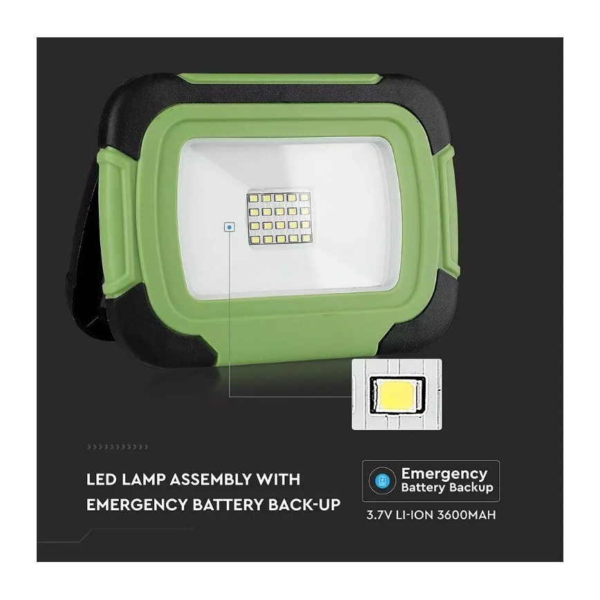 LED prigušiva punjivi reflektor sa SAMSUNG čipom + funkcijom SOS LED/20W/3,7V/USB IP44 4000K 7200 mAh zelena