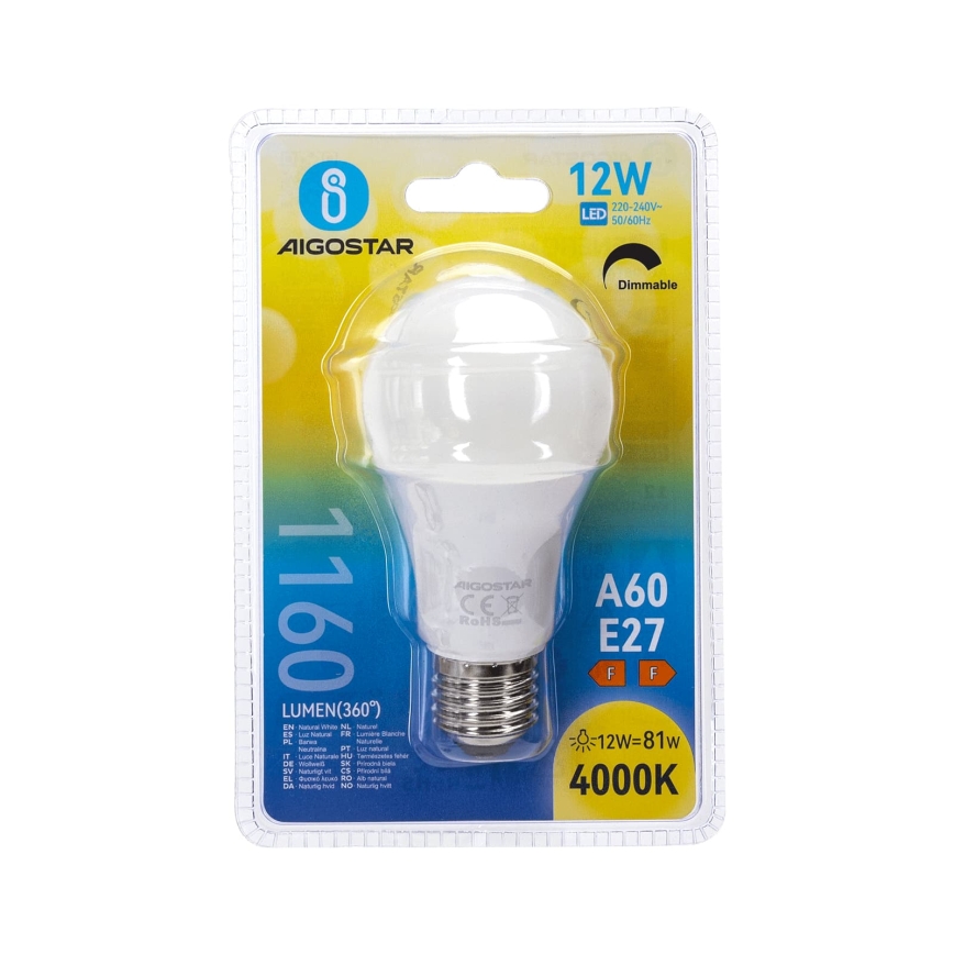LED prigušiva sijalica A60 E27/12W/230V 4000K - Aigostar