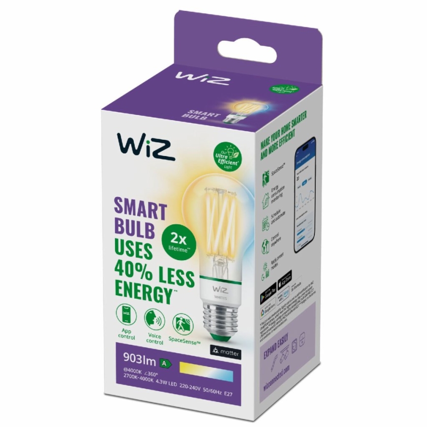 LED prigušiva sijalica A60 E27/4,3W/230V 2700-4000K CRI 90 Wi-Fi - WiZ