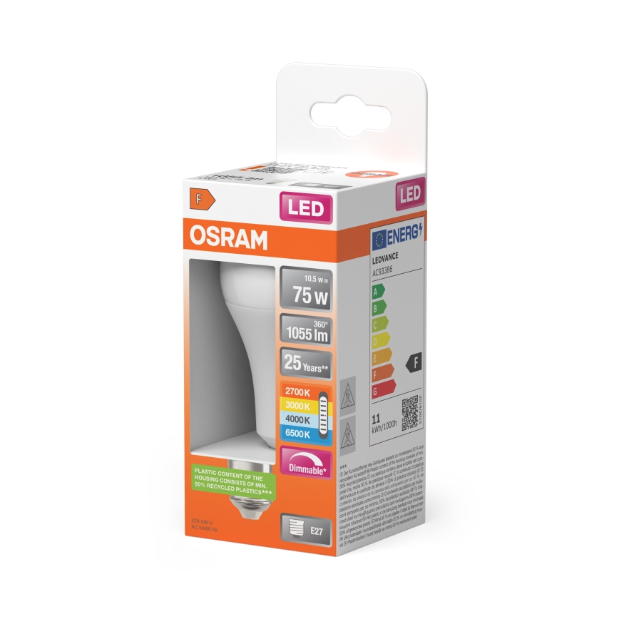 LED prigušiva sijalica CLASSIC A60 E27/10,5W/230V 2700/3000/4000/6500K - Osram