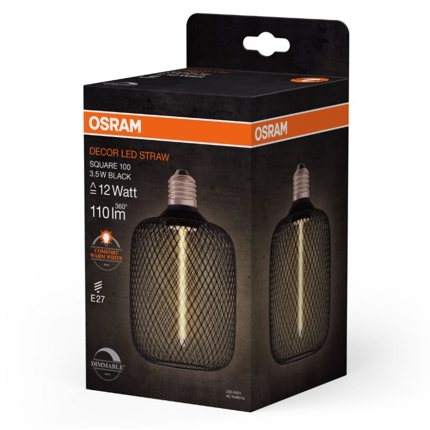 LED prigušiva sijalica DECOR FILAMENT E27/3,5W/230V 1800K crna - Osram