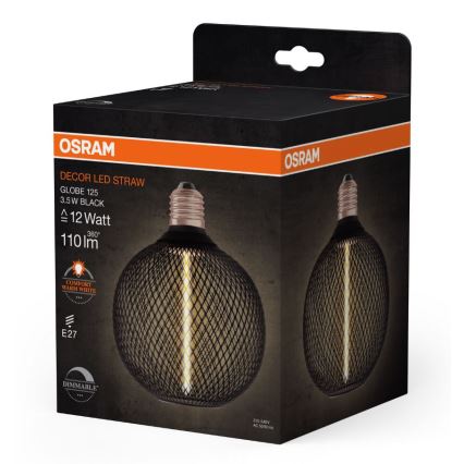 LED prigušiva sijalica DECOR FILAMENT G125 E27/3,5W/230V 1800K crna - Osram