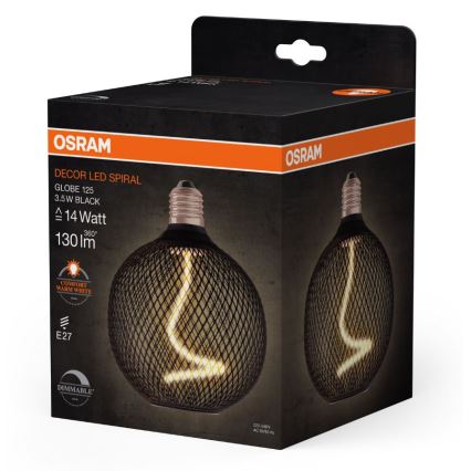 LED prigušiva sijalica DECOR FILAMENT G125 E27/3,5W/230V 1800K crna - Osram