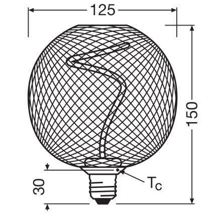 LED prigušiva sijalica DECOR FILAMENT G125 E27/3,5W/230V 1800K zlatna - Osram
