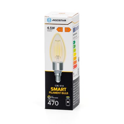 LED prigušiva sijalica FILAMENT C35 E14/4,5W/230V 2700-6500K Wi-Fi - Aigostar
