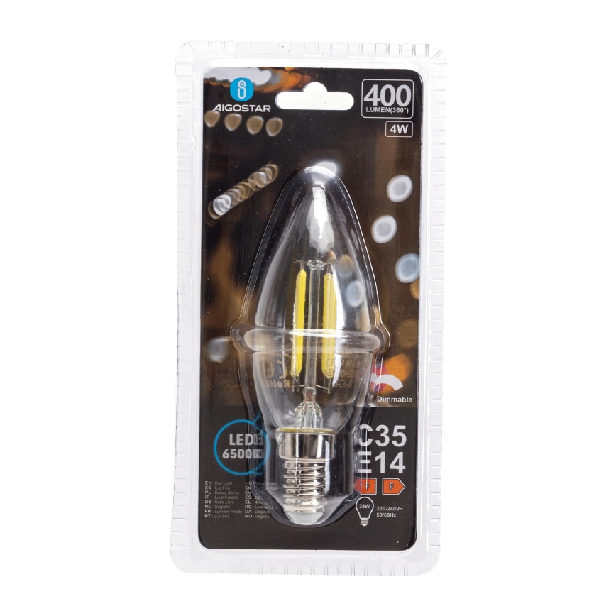 LED prigušiva sijalica FILAMENT C35 E14/4W/230V 6500K - Aigostar