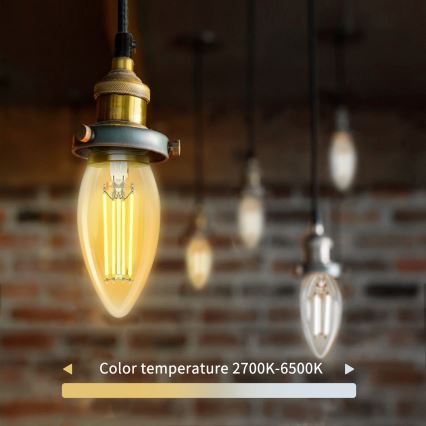 LED prigušiva sijalica FILAMENT C35 E27/4,5W/230V 2700-6500K Wi-Fi - Aigostar