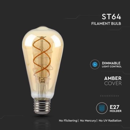 LED prigušiva sijalica FILAMENT ST64 E27/4,8W/230V 1800K