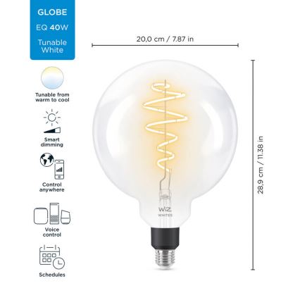 LED prigušiva sijalica FILAMENT G200 E27/6,5W/230V 2700-6500K CRI 90 Wi-Fi - WiZ