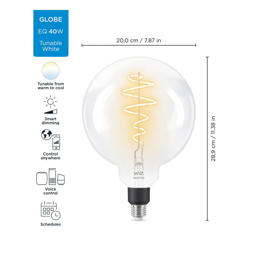 LED prigušiva sijalica FILAMENT G200 E27/6,5W/230V 2700-6500K CRI 90 Wi-Fi - WiZ