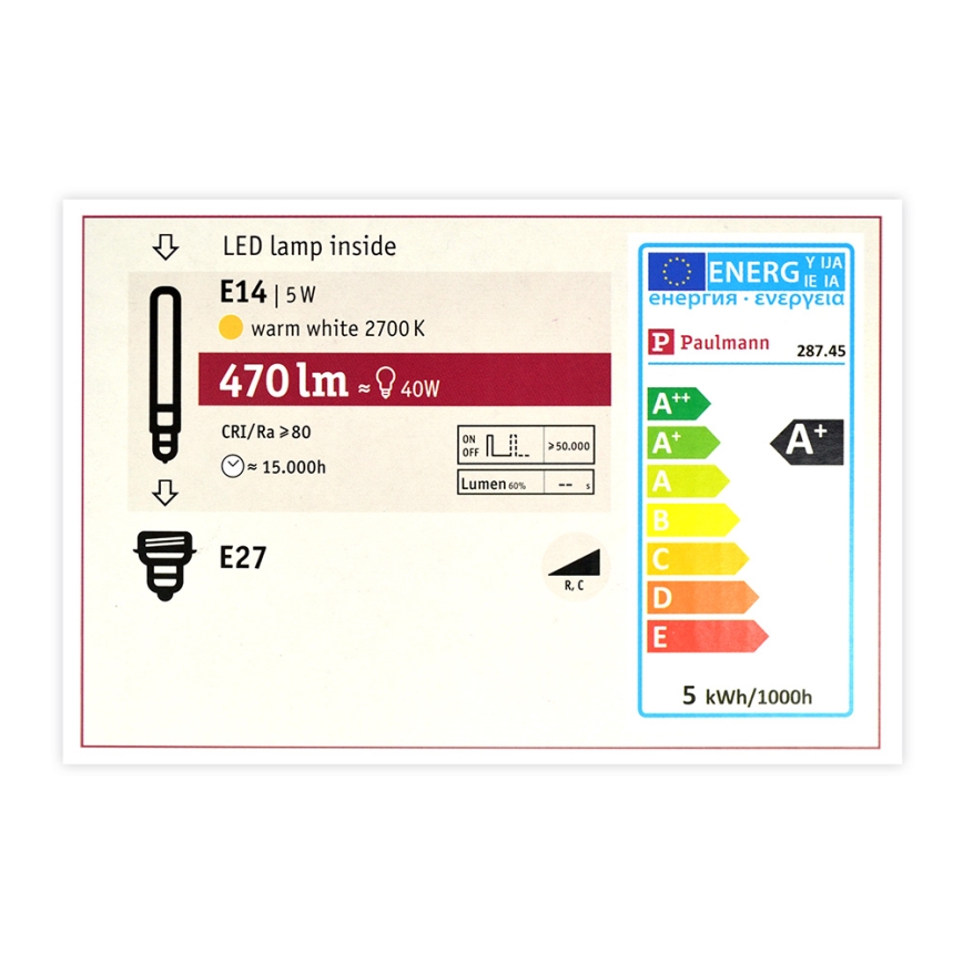 LED prigušiva sijalica MOSAIC G125 E27/5W/230V 2700K - Paulmann 28745