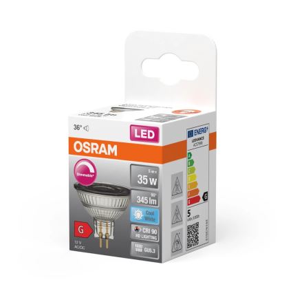 LED prigušiva sijalica MR16 GU5,3/5W/12V 4000K 36° CRI 90 - Osram