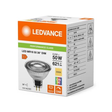 LED prigušiva sijalica MR16 GU5,3/6,8W/12V 3000K 36° CRI 90 - Ledvance