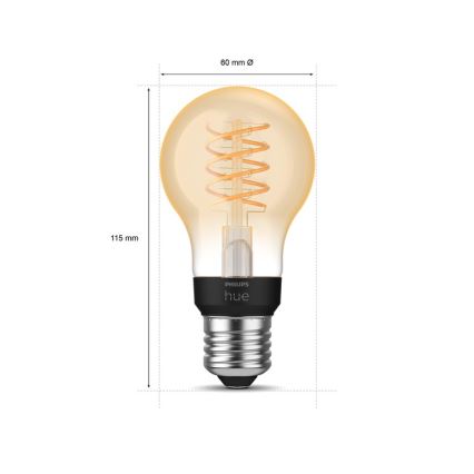 LED prigušiva sijalica Philips Hue WHITE FILAMENT A60 E27/7W/230V 2100K