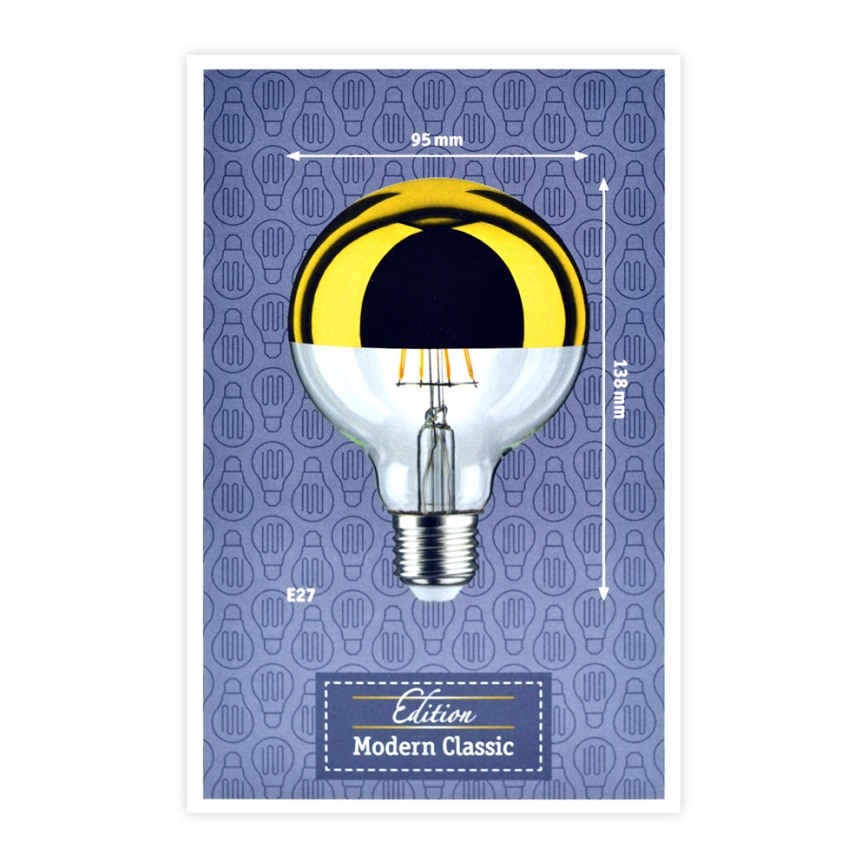 LED prigušiva sijalica sa ogledalnim poklopcem GLOBE G95 E27/6,5W/230V 2700K zlatna - Paulmann 28675