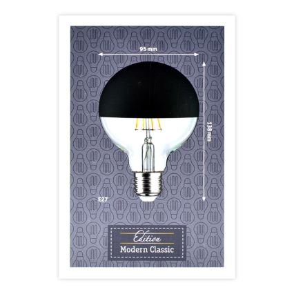 LED prigušiva sijalica sa ogledalnim vrhom GLOBE G95 E27/6,5W/230V 2700K crna - Paulmann 28676