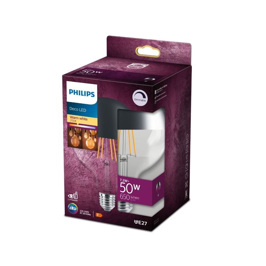 LED prigušiva sijalica sa ogledalnim vrhom DECO Philips G125 E27/7,2W/230V 2700K