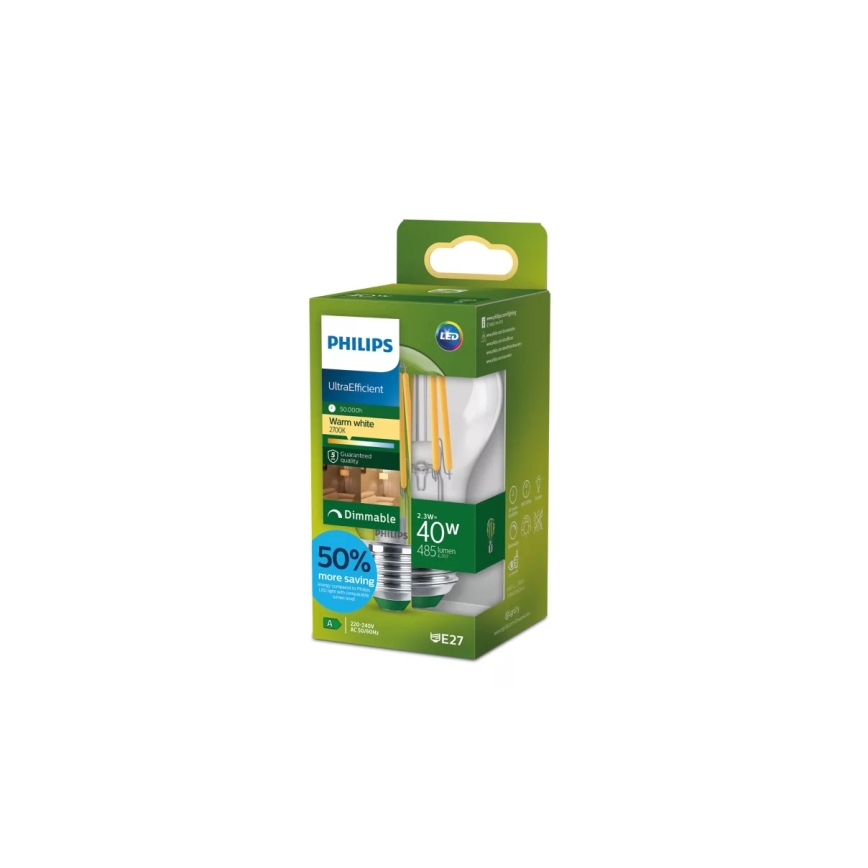 LED prigušiva sijalica ULTRAEFFICIENT VINTAGE Philips A60 E27/2,3W/230V 2700K