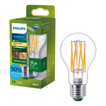LED prigušiva sijalica ULTRAEFFICIENT VINTAGE Philips A60 E27/5,2W/230V 2700K