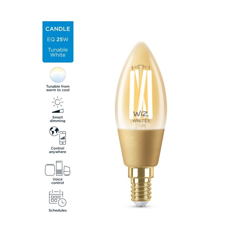 LED prigušiva sijalica VINTAGE FILAMENT C35 E14/4,9W/230V 2000-5000K CRI 90 Wi-Fi - WiZ