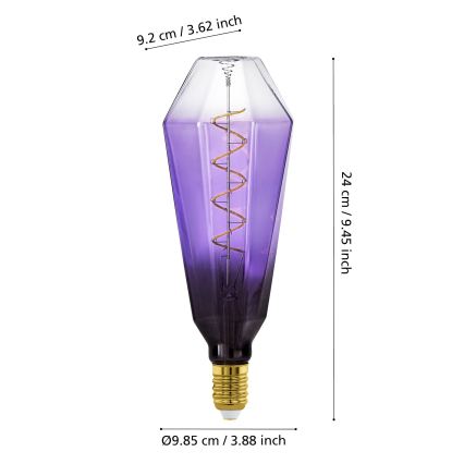 LED prigušiva sijalica VINTAGE E27/4W/230V 1800K ljubičasta - Eglo 110237