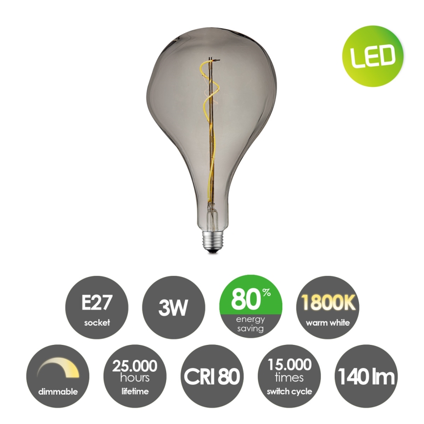 LED prigušiva sijalica VINTAGE EDISON E27/3W/230V 1800K