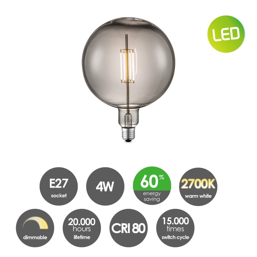 LED prigušiva sijalica VINTAGE EDISON G180 E27/4W/230V 2700K