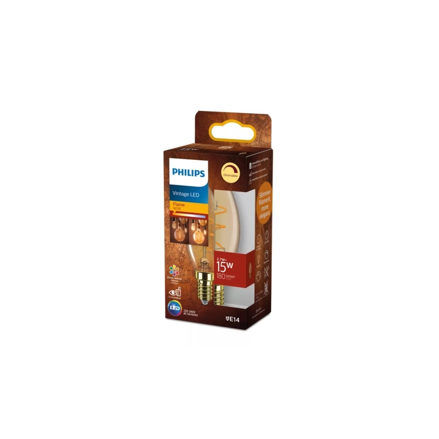 LED prigušiva sijalica VINTAGE Philips B35 E14/2,7W/230V 1800K