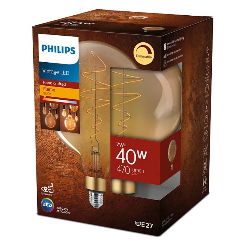 LED prigušiva sijalica VINTAGE Philips G200 E27/7W/230V 2000K