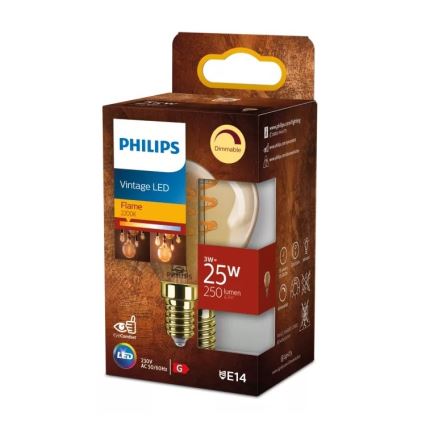 LED prigušiva sijalica VINTAGE Philips P45 E14/3W/230V 2200K