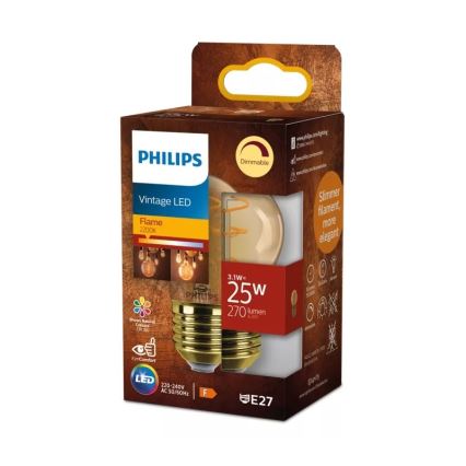 LED prigušiva sijalica VINTAGE Philips P45 E27/3,1W/230V 2200K CRI 90