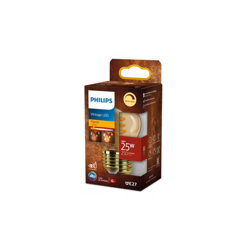 LED Prigušiva sijalica VINTAGE Philips P45 E27/3W/230V 2200K