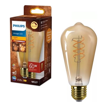 LED prigušiva sijalica VINTAGE Philips ST64 E27/7,3W/230V 2200K CRI 90