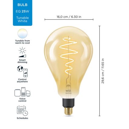 LED prigušiva sijalica VINTAGE FILAMENT PS160 E27/6,5W/230V 2000-5000K CRI 90 Wi-Fi -WiZ