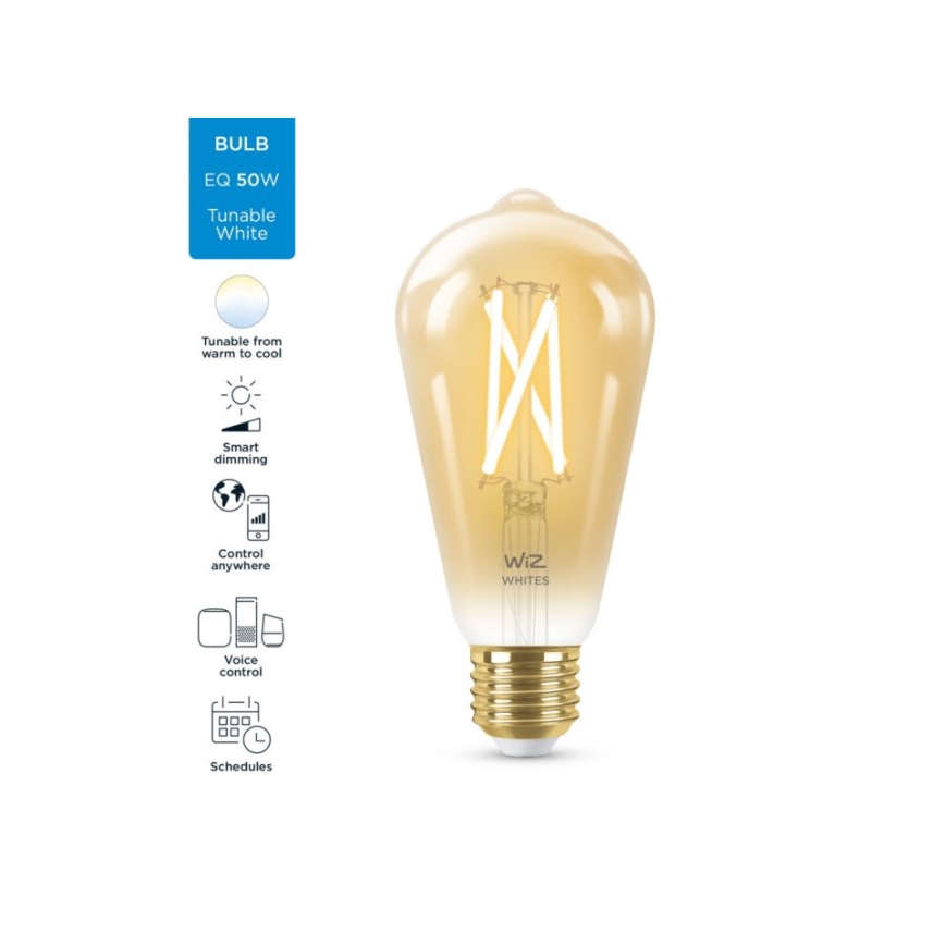 LED prigušiva sijalica VINTAGE FILAMENT ST64 E27/7W/230V 2000-5000K CRI 90 Wi-Fi - WiZ