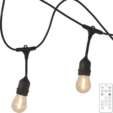 LED prigušiva solarna spoljašnja girlanda PARTY 10xE27/3,7V 1800 mAh 10 m IP44 + daljinski upravljač