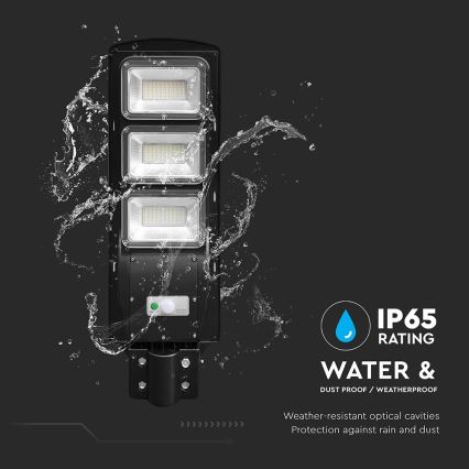 LED prigušiva solarna ulična lampa sa senzorom pokreta i sumraka LED/12W/3,2V 6000K IP65 10000 mAh crna + daljinski upravljač