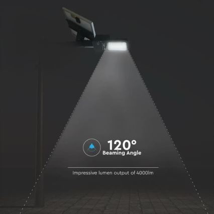 LED prigušiva solarna ulična lampa LED/50W/6,4V 4000K IP65 50000 mAh + daljinski upravljač